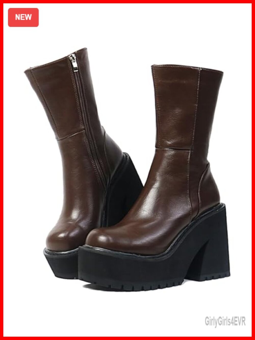 Platform Ankle Boots Chunky Goth Punk Booties Faux Leather